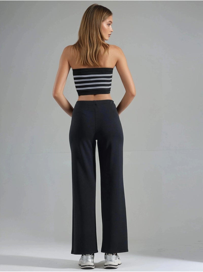 Pantaloni a vita alta a gamba dritta busem Nero - Kiabi