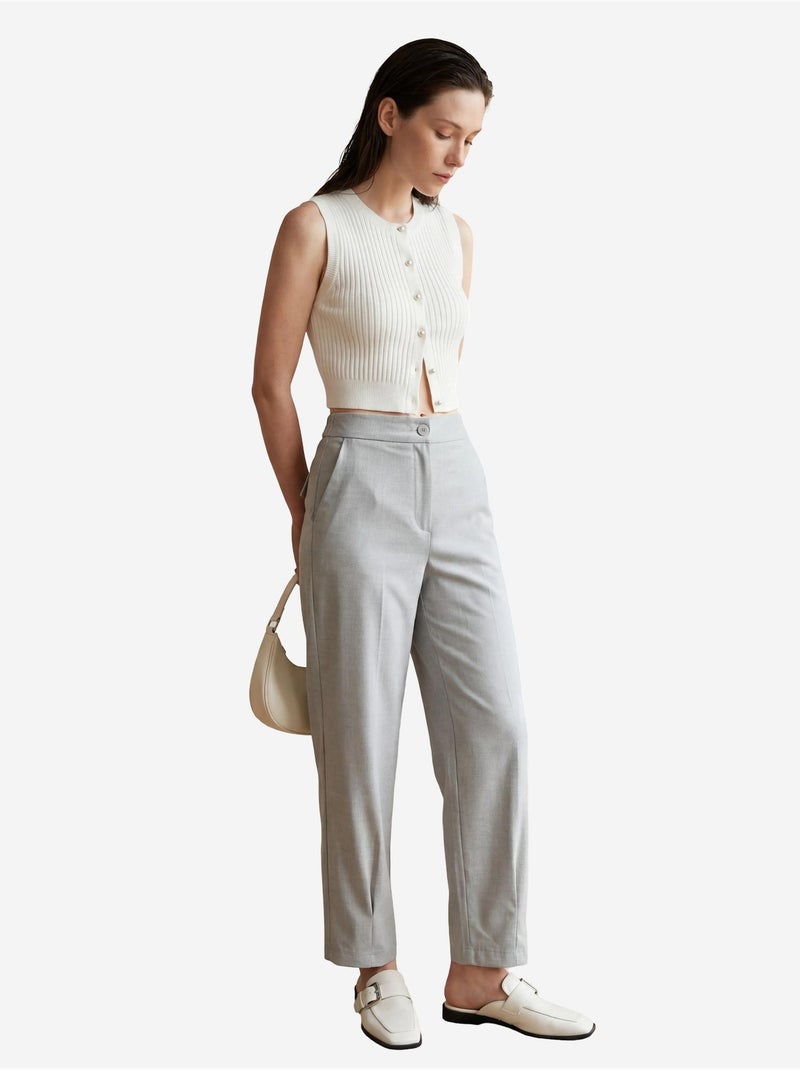 Pantaloni a vita alta a gamba dritta con tasche my fashion Grigio - Kiabi