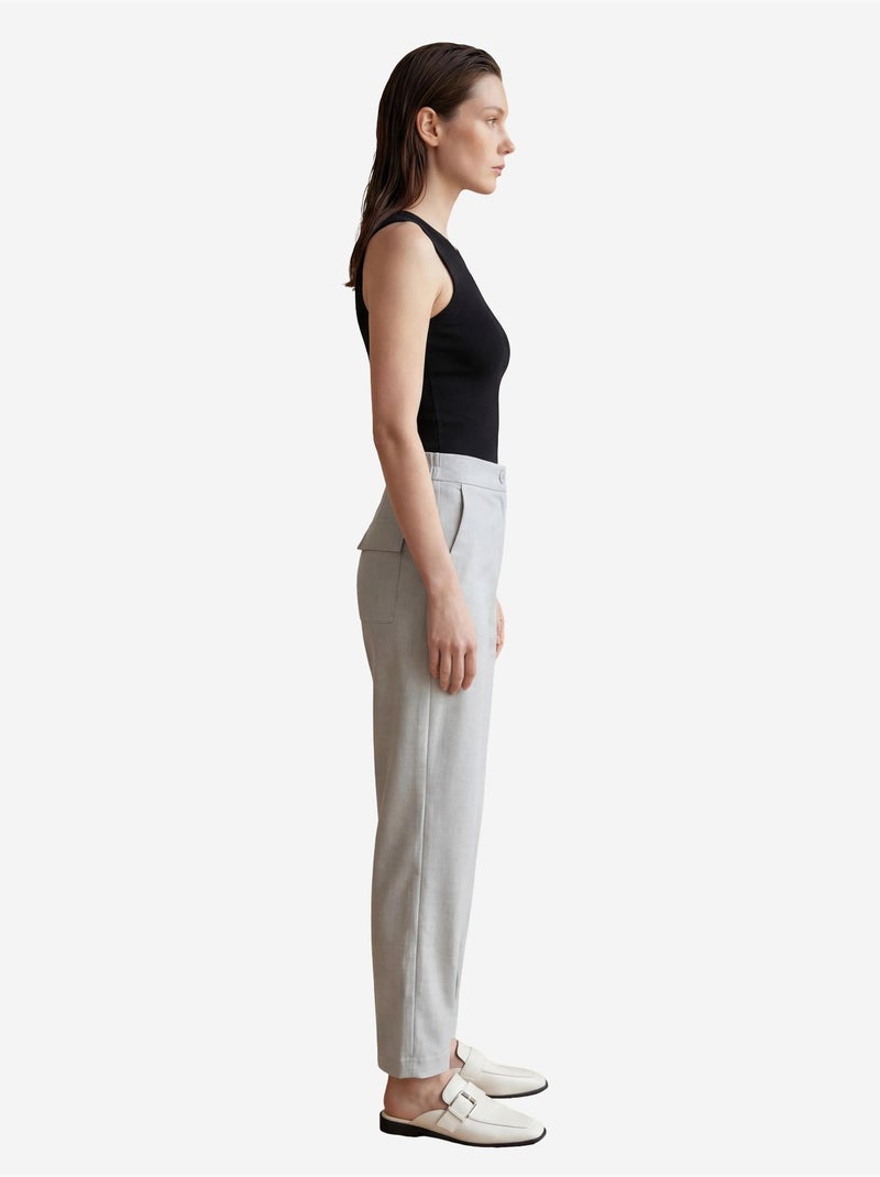 Pantaloni a vita alta a gamba dritta con tasche my fashion Grigio - Kiabi