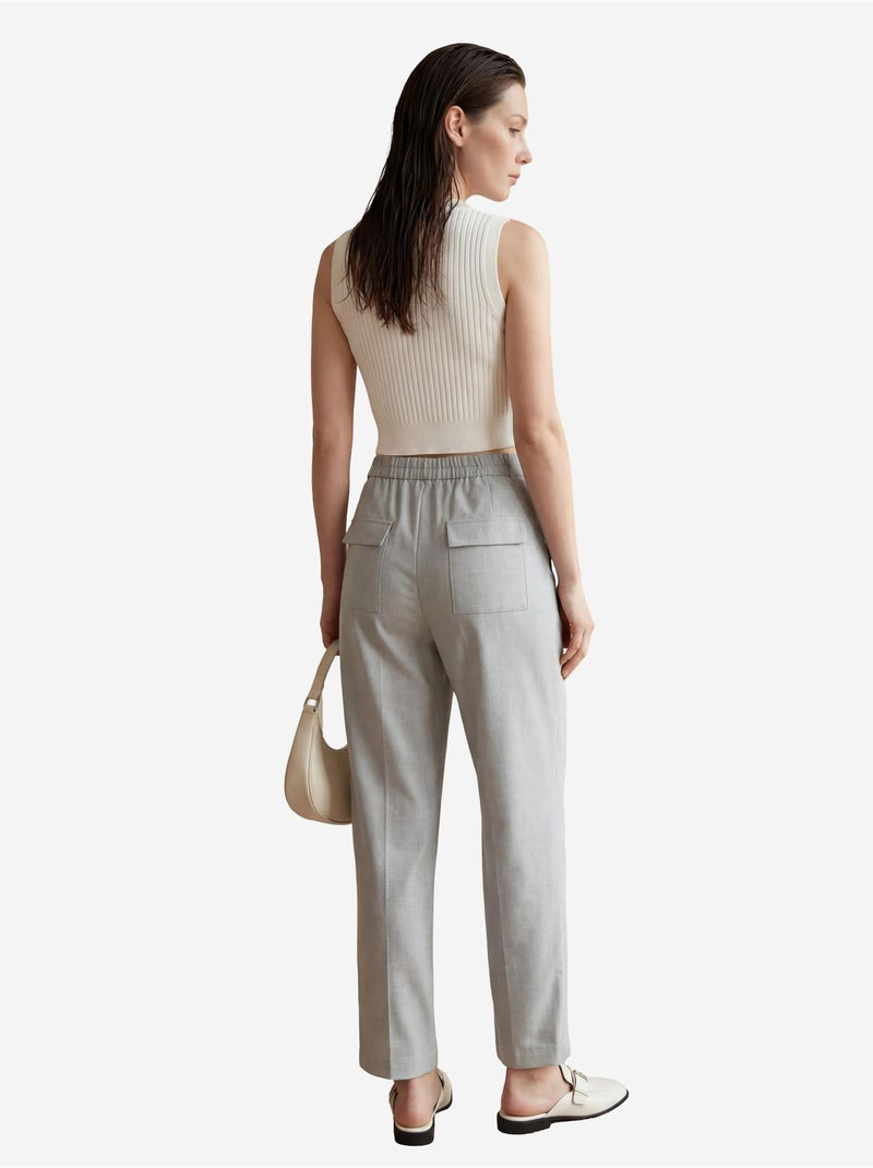 Pantaloni a vita alta a gamba dritta con tasche my fashion Grigio - Kiabi