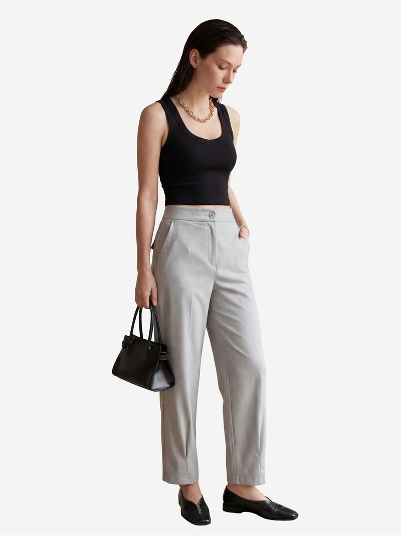 Pantaloni a vita alta a gamba dritta con tasche my fashion Grigio - Kiabi
