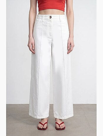 Pantaloni a vita alta a gamba larga in tessuto dilvin