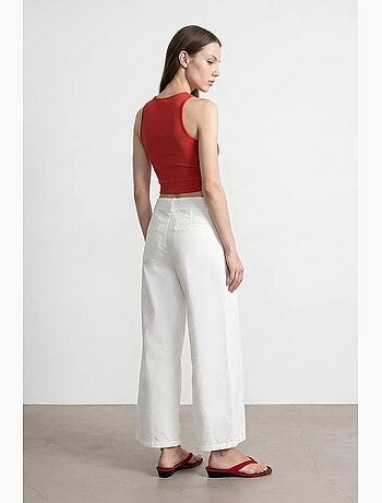 Pantaloni a vita alta a gamba larga in tessuto dilvin