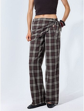Pantaloni a vita alta a quadri a gamba larga hiccup