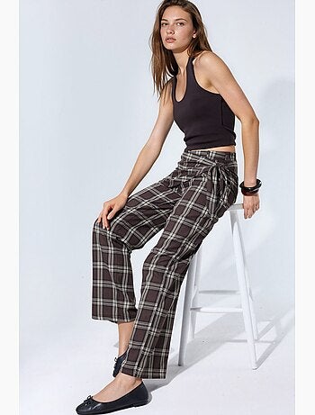 Pantaloni a vita alta a quadri a gamba larga hiccup