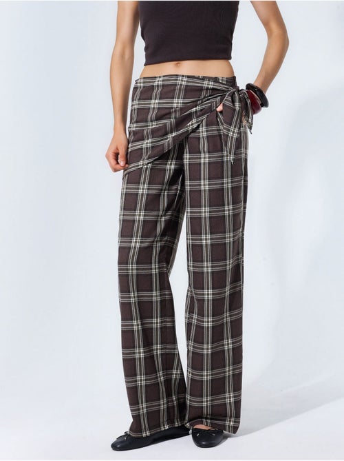 Pantaloni a vita alta a quadri a gamba larga hiccup - Kiabi Pantaloni a vita alta a quadri a gamba larga hiccup - Kiabi