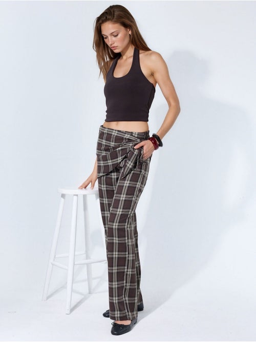 Pantaloni a vita alta a quadri a gamba larga hiccup - Kiabi Pantaloni a vita alta a quadri a gamba larga hiccup - Kiabi