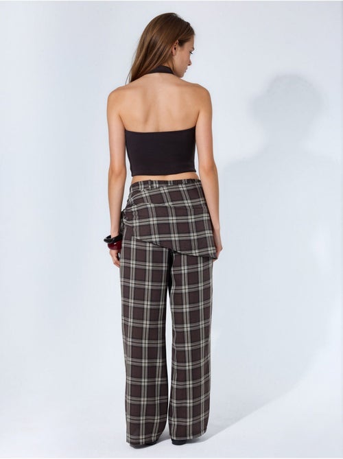 Pantaloni a vita alta a quadri a gamba larga hiccup - Kiabi Pantaloni a vita alta a quadri a gamba larga hiccup - Kiabi