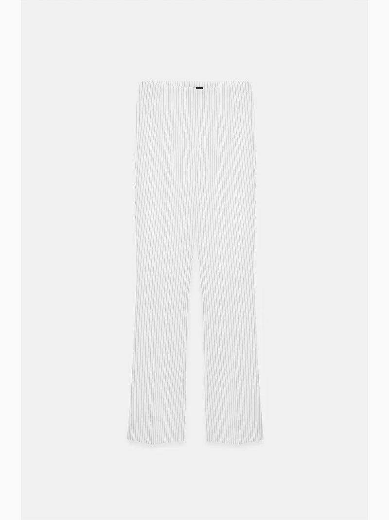 Pantaloni a vita alta a righe con pieghe e gamba svasata dilvin Bianco - Kiabi