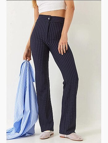 Pantaloni a vita alta a righe lucci