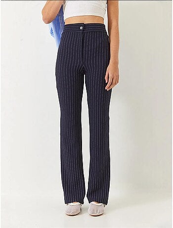 Pantaloni a vita alta a righe lucci
