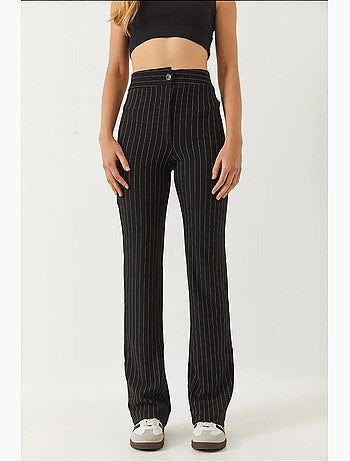 Pantaloni a vita alta a righe lucci