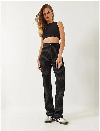 Pantaloni a vita alta a righe lucci