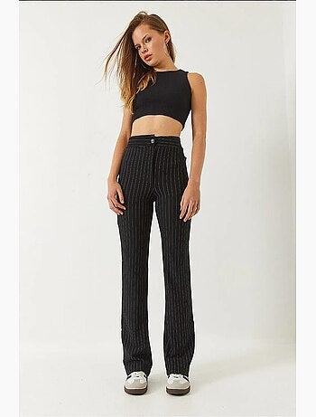 Pantaloni a vita alta a righe lucci