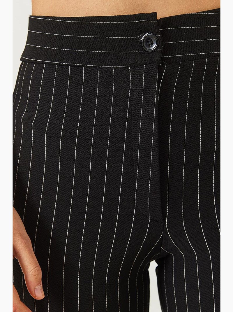 Pantaloni a vita alta a righe lucci Nero - Kiabi