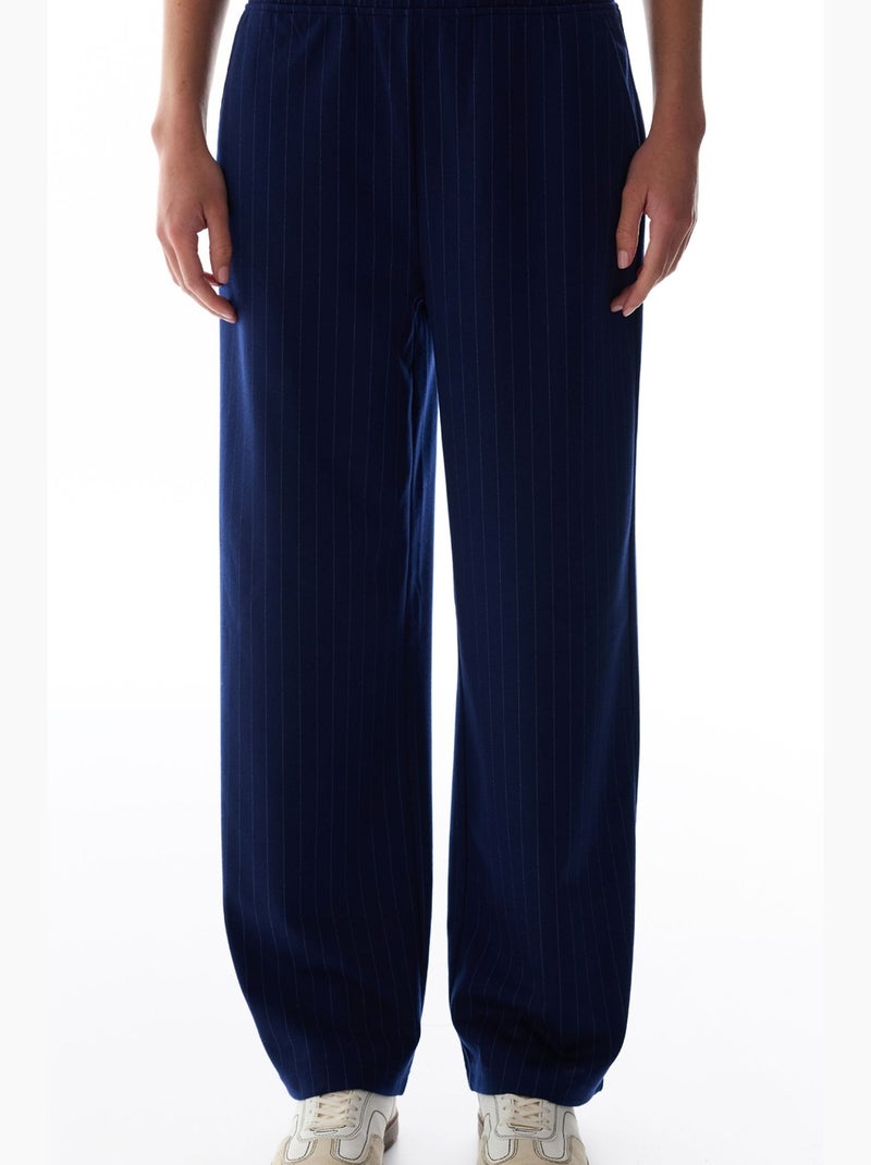 Pantaloni a vita alta a righe penti Blu marino - Kiabi