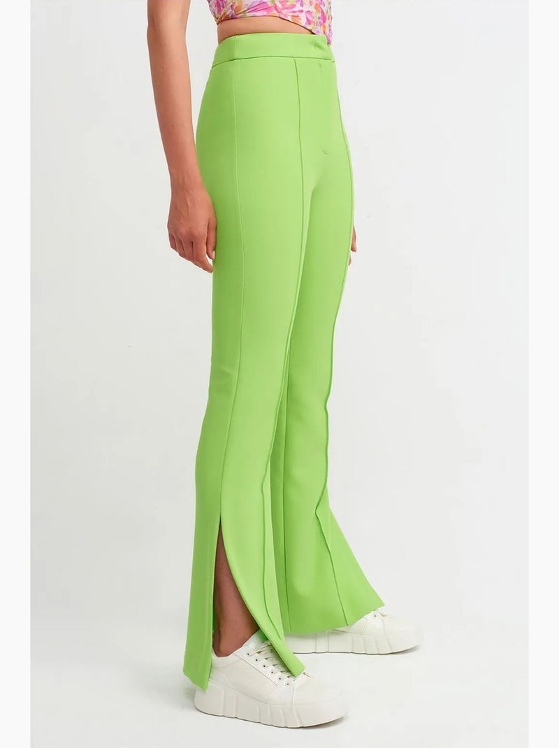 Pantaloni a vita alta a zampa con spacco dilvin Verde tiglio - Kiabi