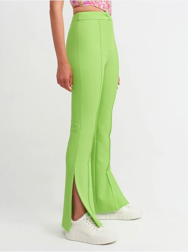 Pantaloni a vita alta a zampa con spacco Verde tiglio - Kiabi