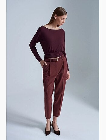 Pantaloni a vita alta con cintura e gamba dritta dilvin