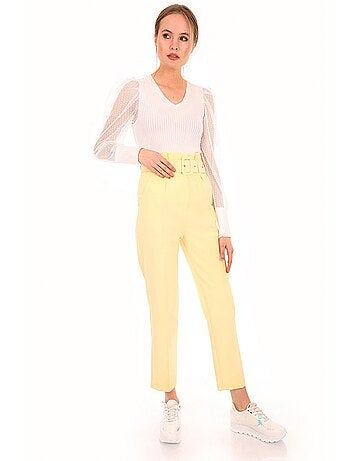 Pantaloni a vita alta con cintura