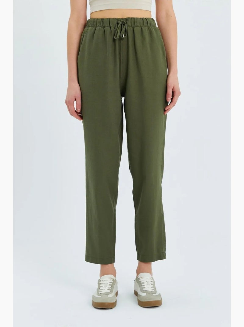 Pantaloni a vita alta con coulisse mixray Cachi - Kiabi