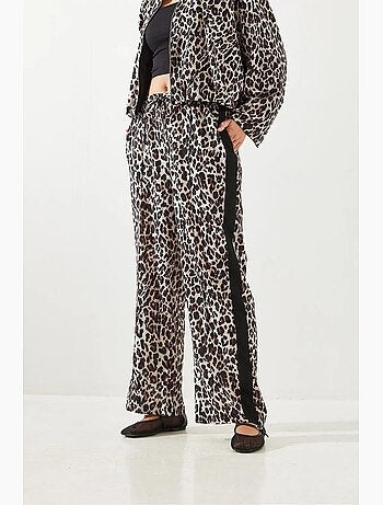 Pantaloni a vita alta con stampa leopardata a gamba ampia lucci