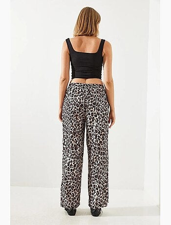 Pantaloni a vita alta con stampa leopardata a gamba ampia lucci