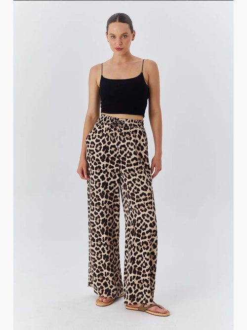 Pantaloni a vita alta con stampa leopardata e gamba ampia mixray - Kiabi Pantaloni a vita alta con stampa leopardata e gamba ampia mixray - Kiabi
