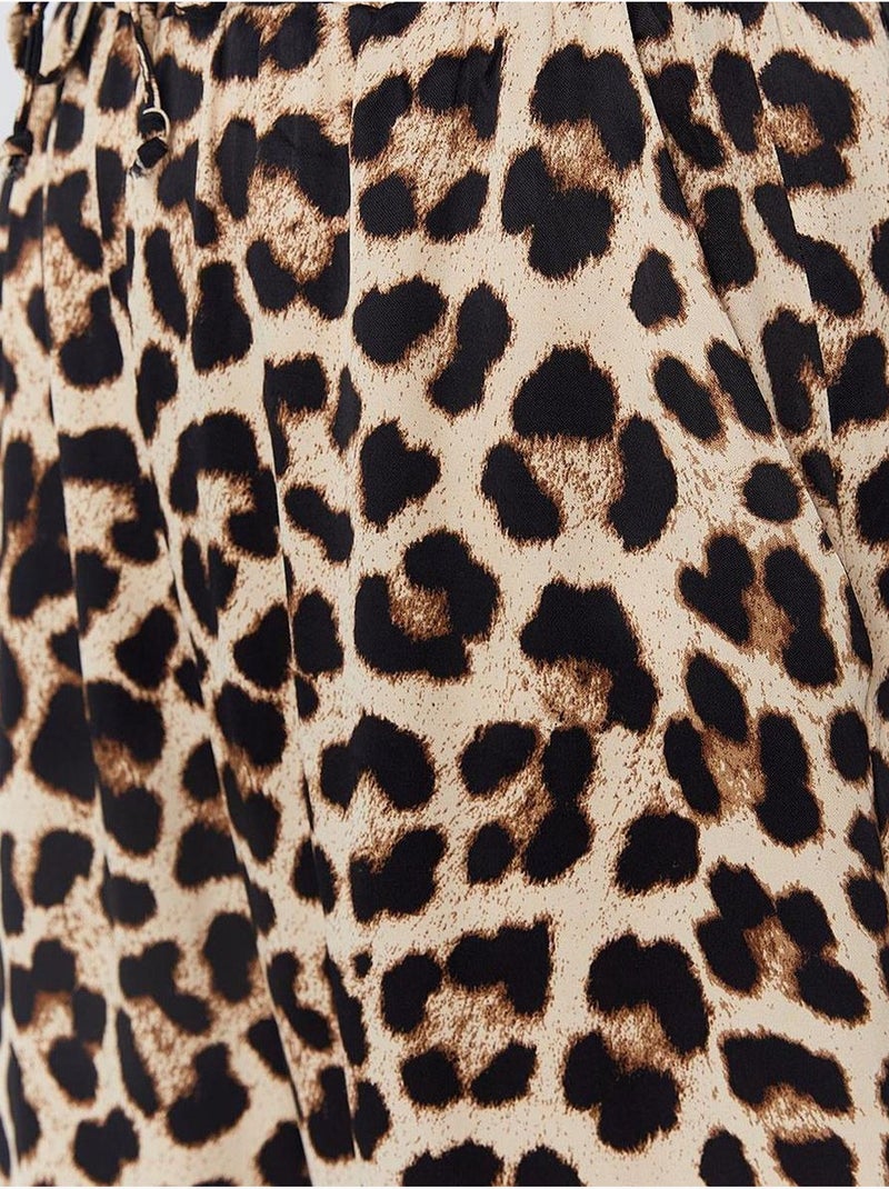 Pantaloni a vita alta con stampa leopardata e gamba ampia mixray Beige argilla - Kiabi