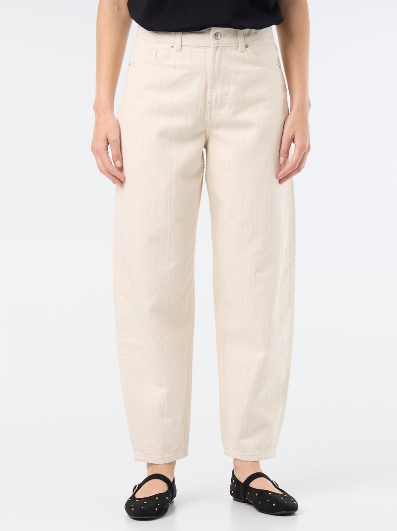 Pantaloni a vita alta con taglio a palloncino Bianco - Kiabi