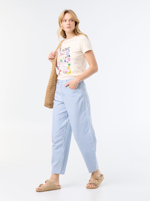 Pantaloni a vita alta con taglio a palloncino - Kiabi