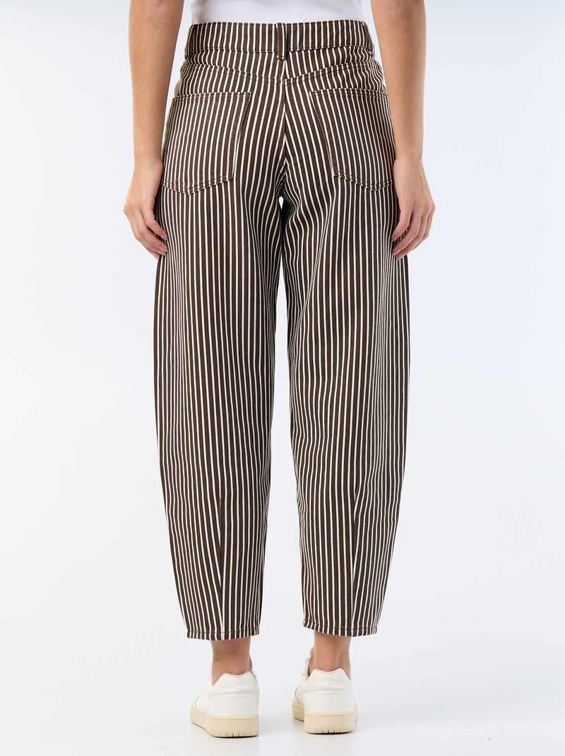 Pantaloni a vita alta con taglio a palloncino Marrone - Kiabi