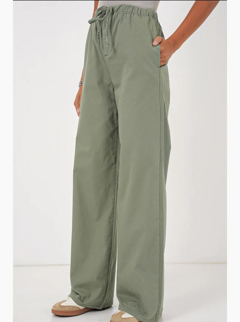 Pantaloni a vita alta e gamba larga bdart Verde pastello - Kiabi