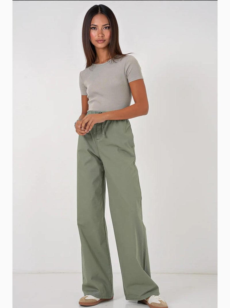 Pantaloni a vita alta e gamba larga bdart Verde pastello - Kiabi
