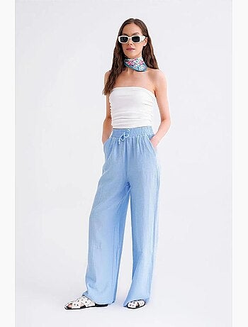 Pantaloni a vita alta in mussola testurizzata mixray