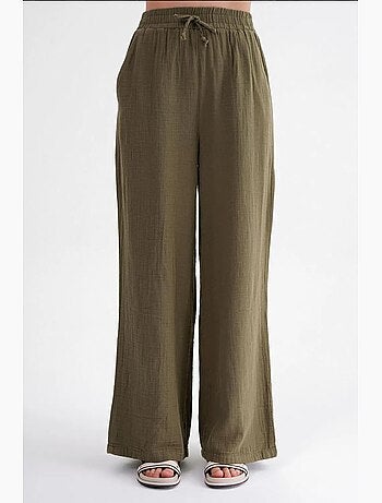 Pantaloni a vita alta in mussola testurizzata mixray