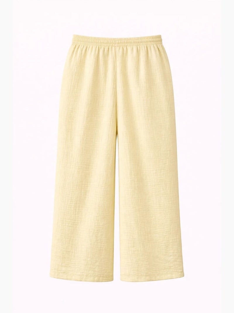 Pantaloni a vita alta in mussola testurizzata mixray Giallo limone - Kiabi