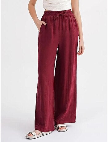 Pantaloni a vita alta in mussola testurizzata mixray