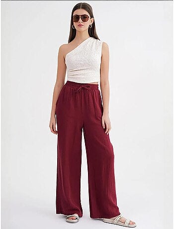 Pantaloni a vita alta in mussola testurizzata mixray