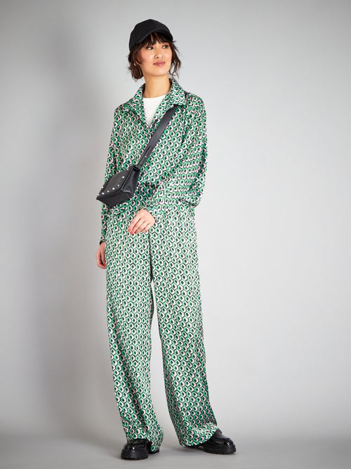 Pantaloni a vita alta in raso - Kiabi