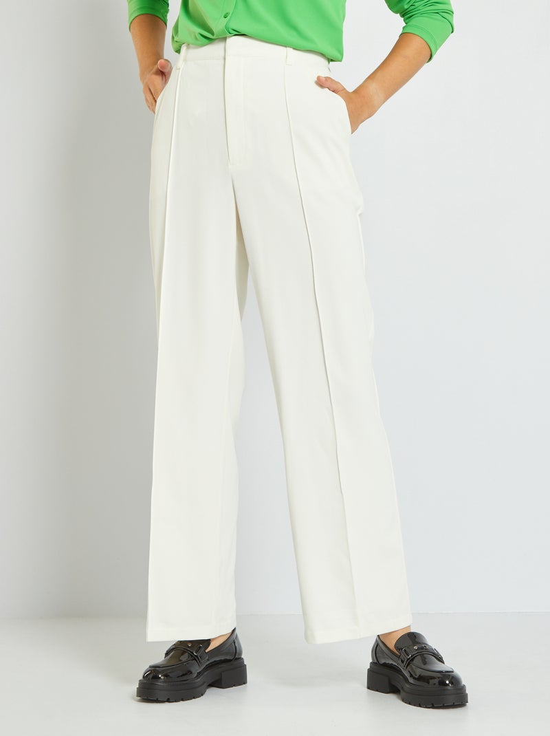 Pantaloni a vita alta in twill BIANCO - Kiabi