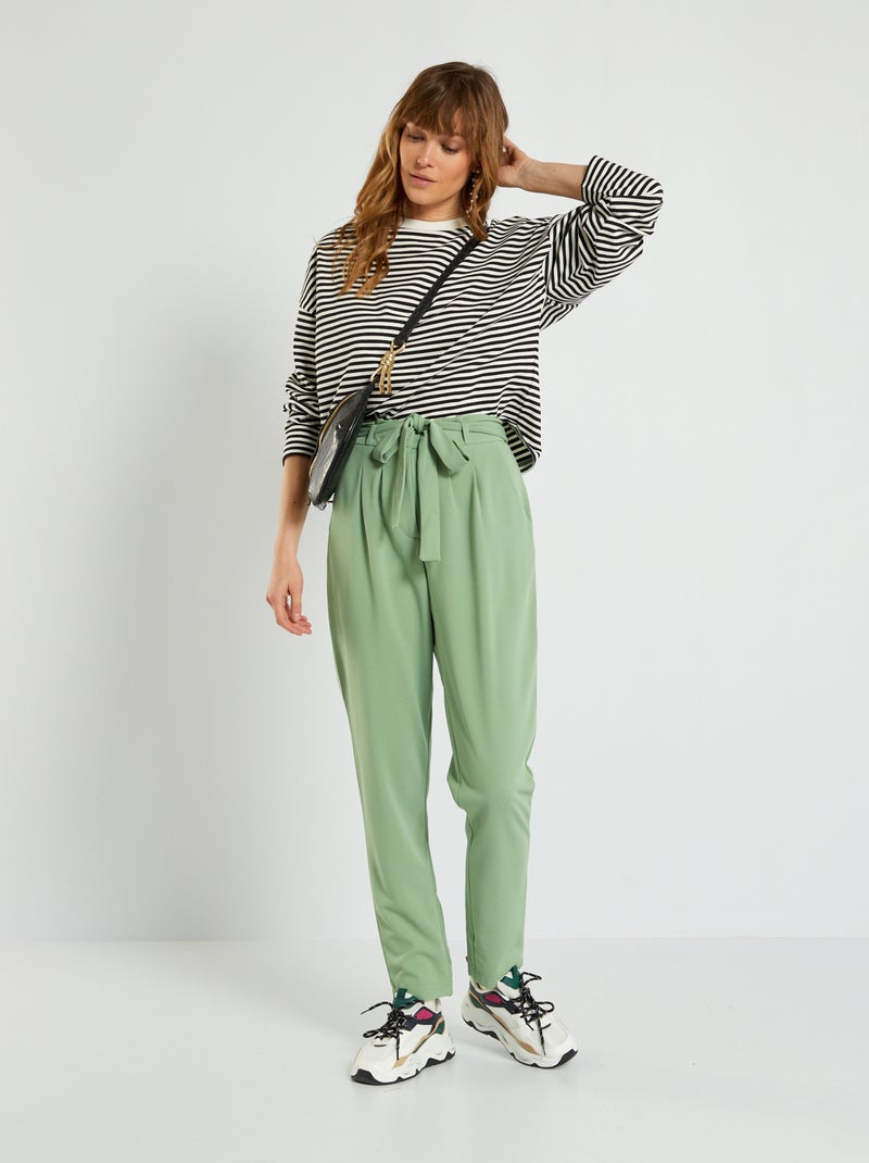 Pantaloni a vita alta 'JDY' VERDE - Kiabi