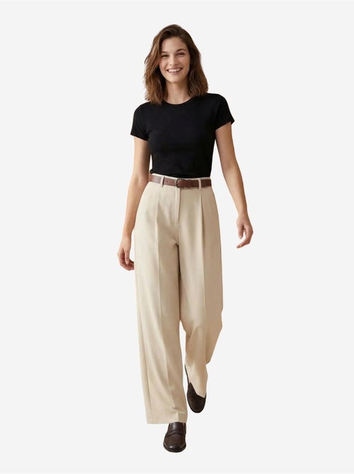 Pantaloni a vita alta plissettati a gamba ampia my fashion - Kiabi Pantaloni a vita alta plissettati a gamba ampia my fashion - Kiabi