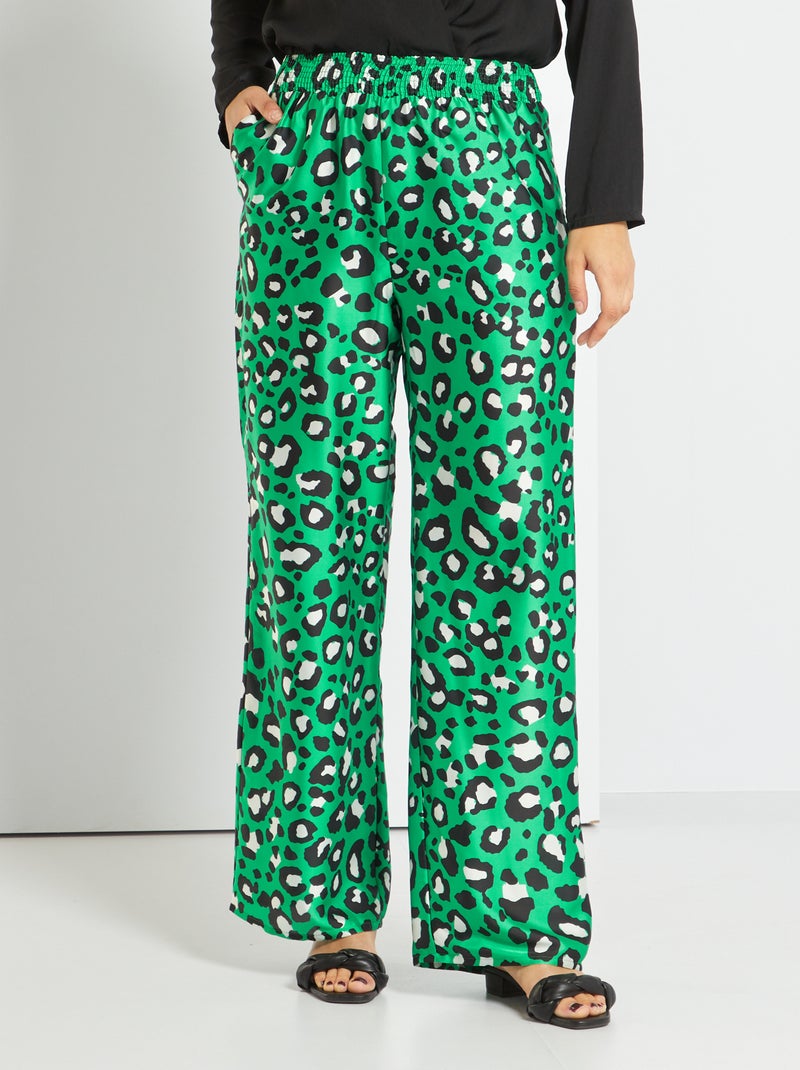 Pantaloni a vita alta satinata VERDE - Kiabi