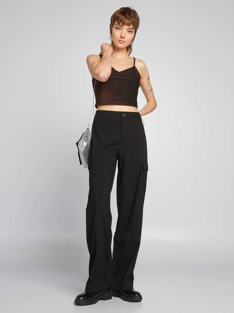 Pantaloni a vita alta stile tailleur nero - Kiabi