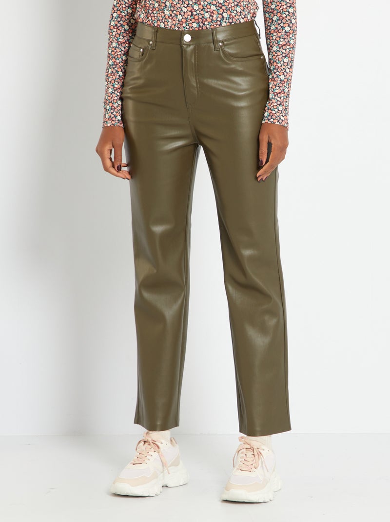 Pantaloni a vita alta straight KAKI - Kiabi