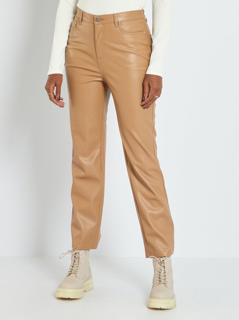 Pantaloni a vita alta straight MARRONE - Kiabi