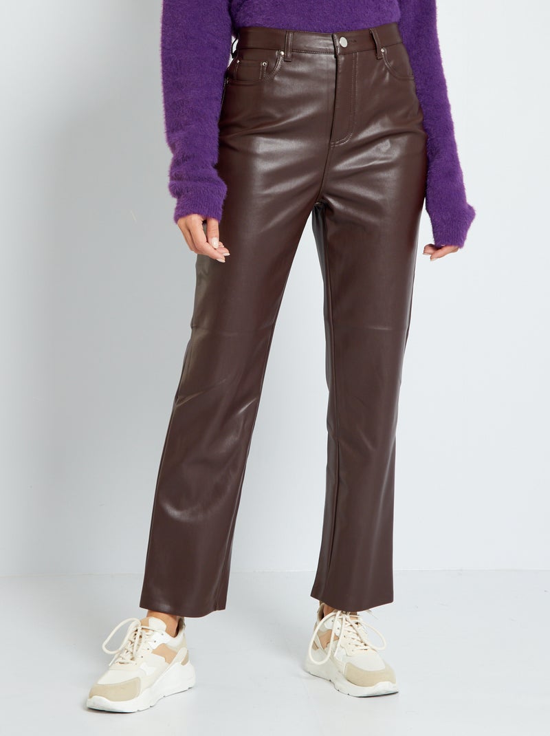 Pantaloni a vita alta straight MARRONE - Kiabi