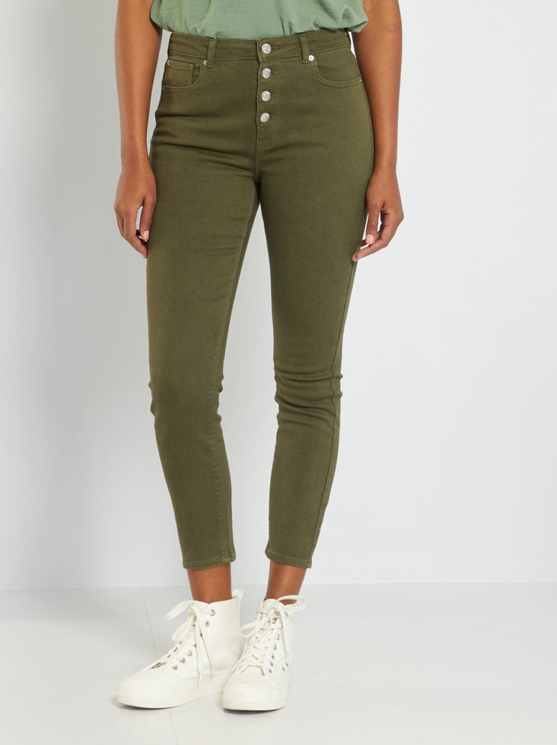 Pantaloni a vita alta taglio skinny KAKI - Kiabi