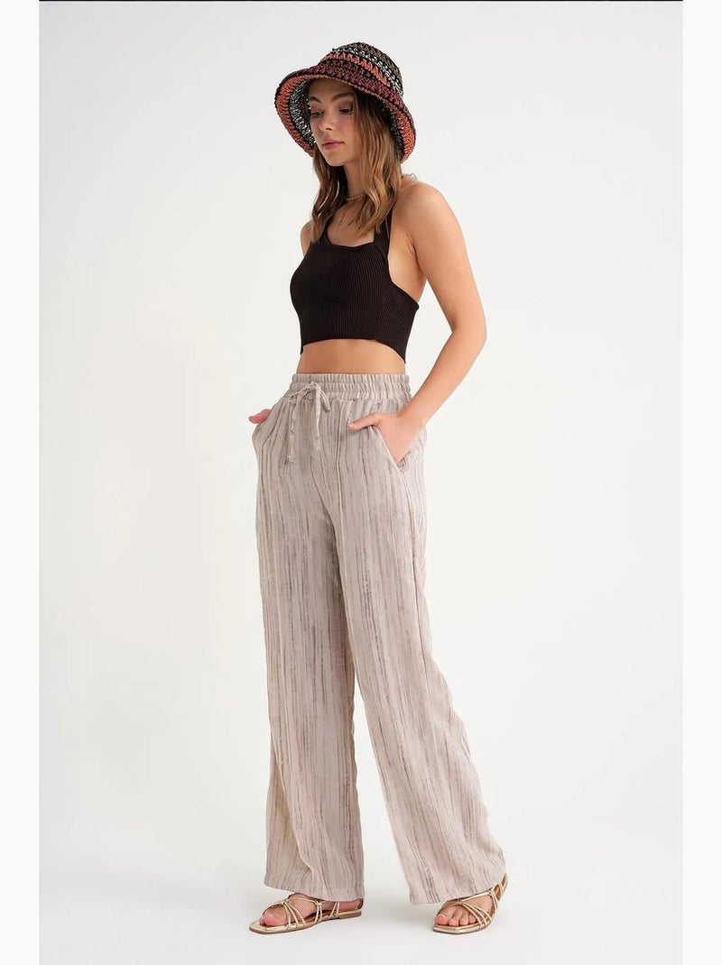 Pantaloni a vita alta testurizzati a gamba ampia mixray Beige argilla - Kiabi